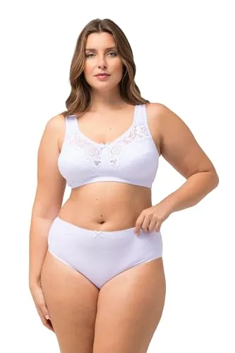 Ulla Popken Entlastungs-BH Kelly Spitze ohne Bügel, schneeweiß - Entlastungs-BH für Cup C-E, aus 95% Baumwolle, bietet optimalen Tragekomfort ohne Bügel. Ideal für den ganzen Tag, OEKO-TEX® zertifiziert.