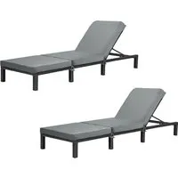 Svita Gartenliege 2er-Set, Schwarz - Gartenliegen aus hochwertigem Polyrattan, wetterfest und UV-beständig. Mit 5-fach verstellbarer Rückenlehne und abnehmbaren, waschbaren Polstern für maximalen Komfort.