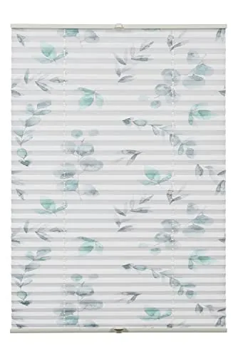 GARDINIA Plissee Concept zum Klemmen, Blickdichtes Faltrollo, Weiß, 60 x 130 cm - Plissee für Fenster mit dezentem Zweig-Muster, blickdicht und lichtdurchlässig. Einfache Montage ohne Bohren und individuell höhenverstellbar für optimalen Sicht- und Sonnenschutz.