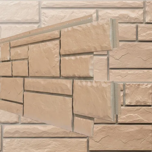 Fassadenverkleidung NovikStone HC Platte 122x47 cm - Bruchstein sand - Wandverkleidung aus Spezialpolymer, wetterfest und UV-beständig. Ideal für Außen- und Innenbereiche mit einer beeindruckenden 25-jährigen Herstellergarantie.