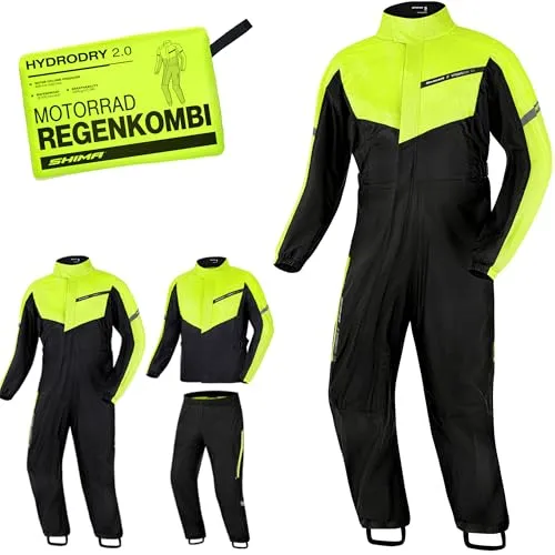 SHIMA HYDRODRY 2.0 Motorrad Regenbekleidung Kombi - Motorradkombinationen, hochklassige Wasserdichtigkeit von 10.000 mm H2O und hervorragende Sichtbarkeit durch reflektierende Paneele für maximale Sicherheit bei jedem Wetter.