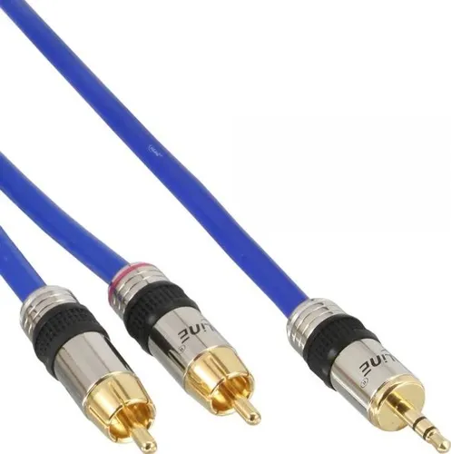 InLine® Cinch/Klinke Kabel PREMIUM, 5m - HiFi-Kabel für optimale Audio- und Videoübertragung, mit vergoldeten Metallsteckern für beste Signalqualität und Langlebigkeit.