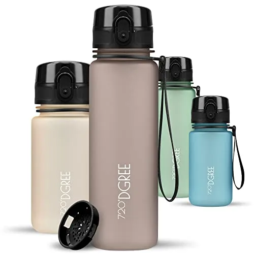 720°DGREE Trinkflasche Kinder 500ml “uberBottle“ softTouch +Sieb - Auslaufsicher, BPA-Frei - Flasche für Schule, Sport, Fitness - Wasserflasche aus Tritan - Schmal, Leicht, Stoßfest, Wiederverwendbar