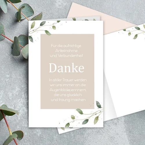 Trauer Dankeskarten Set "Stiller Abschied" Umschlag Dankeskarte Trauerkarte 10