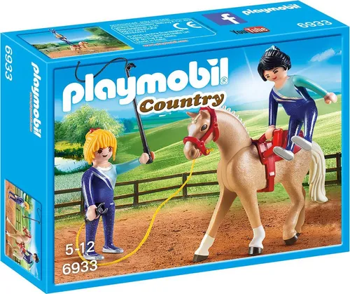 PLAYMOBIL Land Voltigieren Team - Pferd (6933) - Beige - Playmobil Spielset mit 2 Akrobatinnen und einem Bayrischen Warmblut-Pferd. Ideal für kreatives Voltigier-Training und fördert Teamarbeit und Geschicklichkeit bei Kindern ab 5 Jahren.