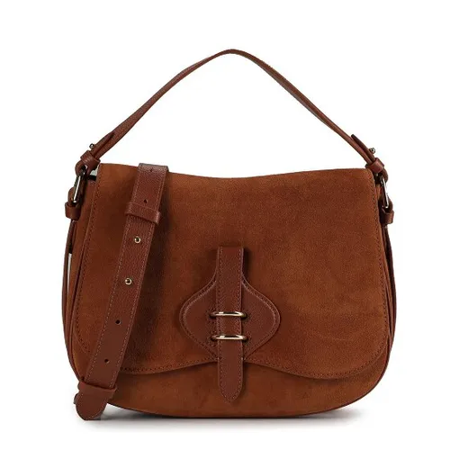 COCCINELLE Handtasche Suede Leather / Micro Grain Cognac - Elegante Damenhandtasche aus hochwertigem Rindsleder, ideal für den Alltag. Mit verstellbarem Tragegurt und praktischem Magnetverschluss bietet sie Stil und Funktionalität.