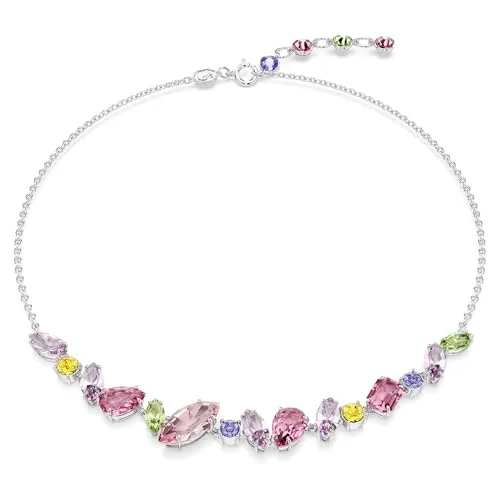 Swarovski Gema Halskette - Elegante Damenkette mit mehrfarbigen Swarovski Kristallen, 38-42 cm lang, ein strahlendes Accessoire für jeden Anlass, ideal als Geschenk.