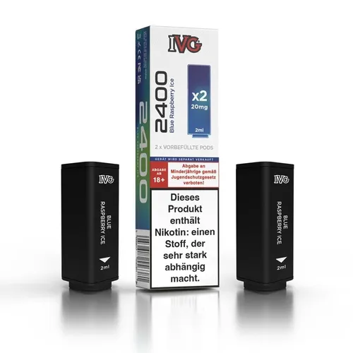 IVG 2400 4-Pod - Blue Raspberry Ice - Liquid Prefilled Pod - 2er Pack (4 ml)