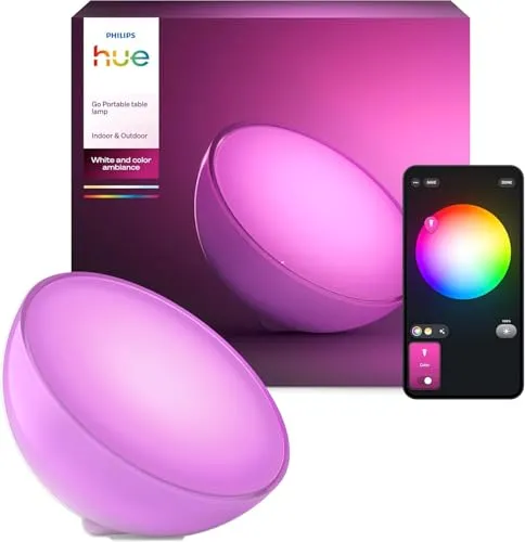 Philips Hue White Color Ambiance Go Tischleuchte - Dimmbare, kabellose Tischlampe mit 16 Mio. Farben, smarte Steuerung über Sprache oder App, ideal für individuelle Lichtakzente