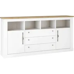 Sideboard HOME AFFAIRE "WESTMINSTER BESTSELLER", pinie weiß - Kommode im romantischen Landhausstil, bietet viel Stauraum mit 3 Schubladen und 2 Drehtüren, ideal für stilvolles Wohnen und Organisation.