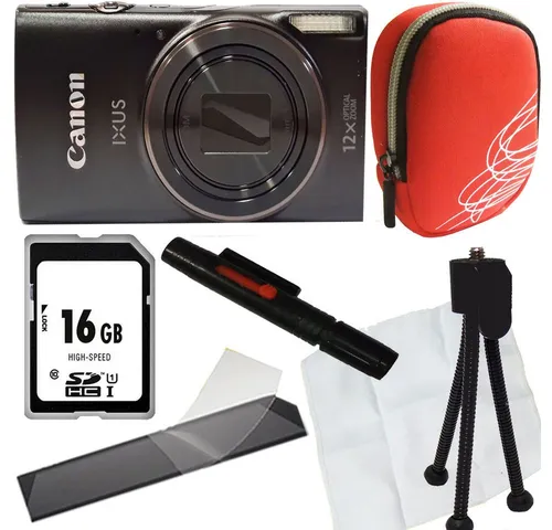 Canon Ixus 285 HS schwarz Set Angebot Tasche rot Vollformat-Digitalkamera