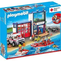 Playmobil 9533 City Action DRK Mega Set Rettungswache - Eisenbahn-Sets mit Krankenhaus-Thema, ideal für Kinder von 5-11 Jahren, fördert kreatives Spielen und Notfallbewusstsein.