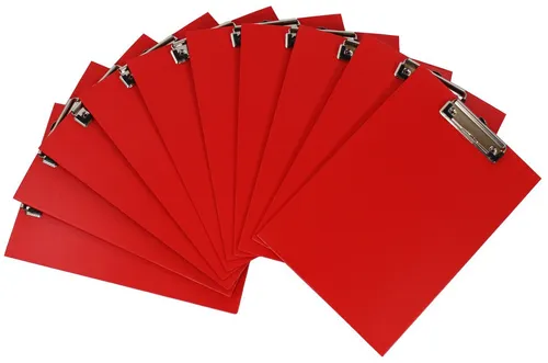 Kranholdt Schreibmappe 10 Stück Klemmbrett DIN A4 (10-St), aus Graupappe, mit PVC-Folien-Überzug und Drahtbügelklemme