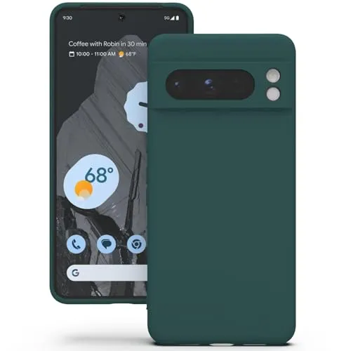 YATWIN Hülle für Google Pixel 8 Pro, Silikon Handyhülle mit Futter, 1mm Kamera und Displayschutz, Dünn & Leicht, Anti Kratzer Case, Grün