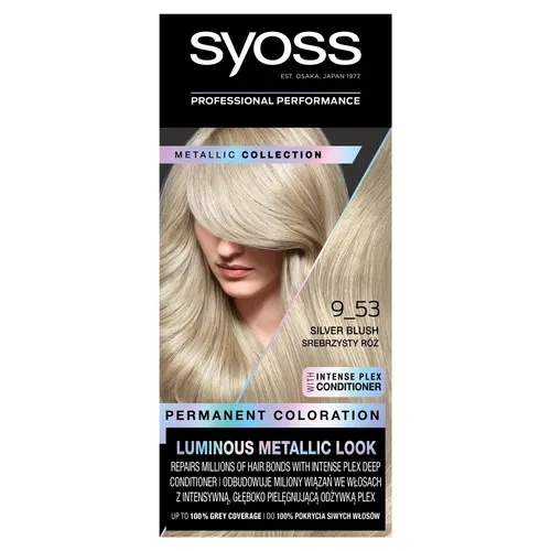 Syoss Permanent Color Metallic Collection 9-53 Silver Blush - Färbemittel für Damen, langanhaltende, lebendige Farbe mit strahlendem Glanz, ideal zum Kaschieren grauer Haare und für eine intensive Farbveränderung.