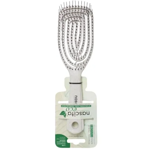 Nascita Eco Haarbürste - Entwirrbürste ohne Ziepen - für Damen, Herren & Kinder - Detangler Lockenbürste für nasses und trockenes Haar - auch für Locken & lange Haare - Hair Brush Beige