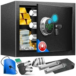KESSER® Elektr. Tresor mit Fingerabdruck & Schlüssel M - Hochsicherer Wand- und Möbeltresor mit biometrischer Fingerabdrucktechnologie, speichert bis zu 99 Fingerabdrücke. Inkl. Notfallakku und robustem Alarmsystem für optimalen Schutz.