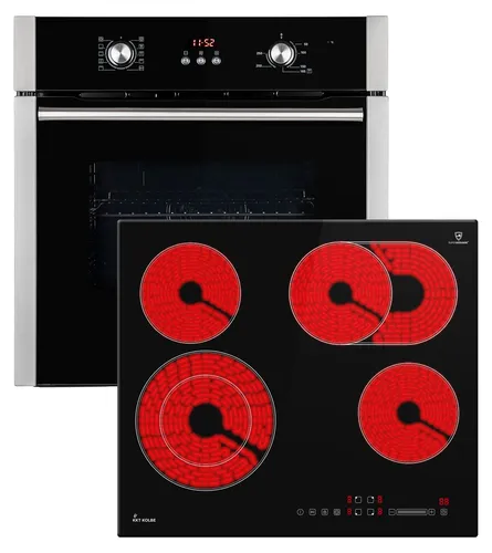 Autarkes Herdset 60cm: Einbaubackofen BO8805SS + Kochfeld CH5901RL - Herdsets mit bester Energieeffizienzklasse A, PowerAir Heißluft-Funktion für optimale Garergebnisse und widerstandsfähiger Superkeramik-Oberfläche, ideal für kleine Küchen.