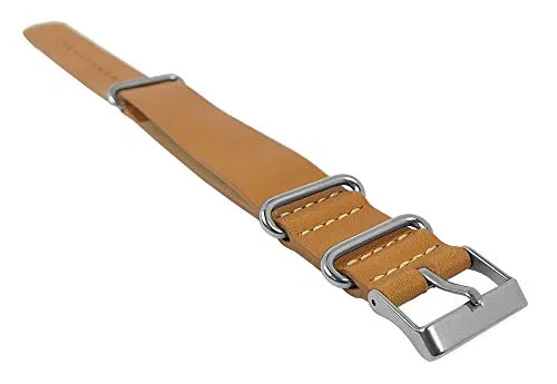 Ersatzband Uhrenarmband Durchzugsband Leder hellbraun 20mm passend zu Timex T2P492 T2P493 T2P494 T2P495