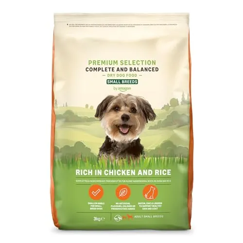 by Amazon Hundefutter für ausgewachsene Hunde (Adult) kleiner Rassen, Fein zubereitetes Trockenfutter reich an Huhn und Reis, 3 kg (1er-Pack)(Zuvor eine Marke von Lifelong, gleiches Produkt)