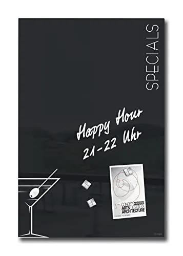 SIGEL GL296 Premium Glas-Magnettafel 60x40 cm - Stylische Magnettafel im Design Cocktail, hochglänzend und TÜV geprüft, ideal für Büro oder Home-Office, einfach zu montieren und multifunktional einsetzbar.
