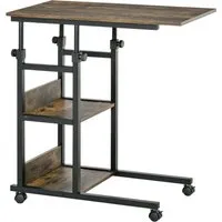 HOMCOM Beistelltisch braun|schwarz - Stylischer Beistelltisch in rustikal-braunem Design, ideal für Wohnzimmer oder Flur, kombiniert Funktionalität mit einer eleganten Optik.