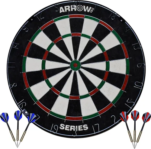 Arrow180 Dartscheibe Bristle Set mit Stahlpfeilen und Wandbefestigung