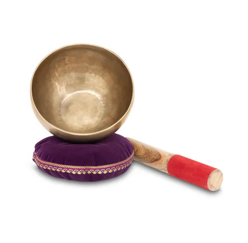 XDrum Omshanti Klangschale 13 cm Komplett Set - Esoterik - Handgehämmerte Klangschale aus 7 Metallen, ideal für Meditation und Therapie, inkl. Kissen und Schlägel für sofortigen Einsatz.