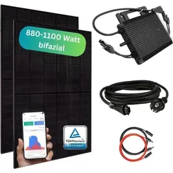MyBasic Balkonkraftwerk 880+ Watt – Premium transparent Variante - Solaranlagen mit 2x bifazialen Hochleistungsmodulen und WLAN Wechselrichter (2025er Modell) für umweltfreundliche Energiegewinnung und 0 % MwSt.