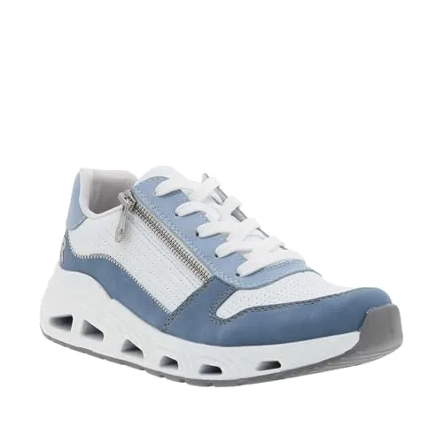 Rieker Damen Sneaker mit Reißverschluss und lose Einlage, Größe 37, Blau - Bequeme Rieker Sneaker für Damen mit praktischem Reißverschluss. Die leichtgewichtige EVA-Sohle sorgt für optimalen Grip und Komfort bei jedem Schritt. Ideal für den Alltag und entspannte Spaziergänge!