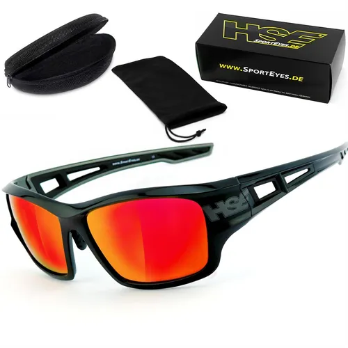 HSE - SportEyes Sportbrille 2095bs, Steinschlagbeständig durch Kunststoff-Sicherheitsglas rot