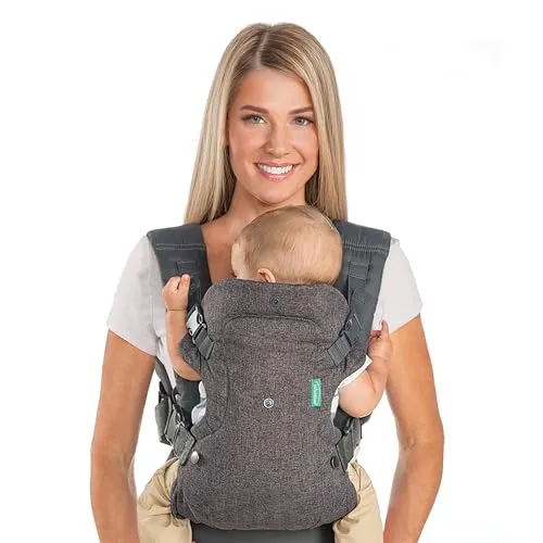 Infantino Babytrage Flip Advanced 4in1 schwarz - Kinder- & Babytragen mit 4 Tragevarianten, ergonomisch und bequem für Eltern und Baby, ideal für unterwegs.
