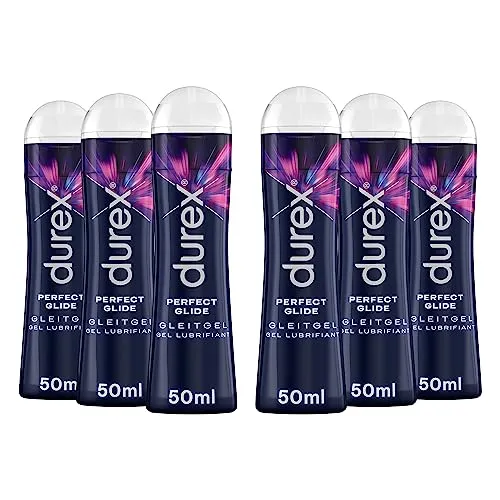 Durex Perfect Glide Gleitgel - Silikonbasierendes Gel, langanhaltend - Ideal für Analsex - 6 x 50 ml