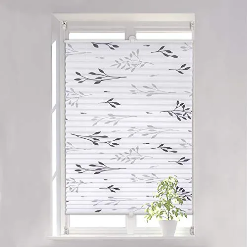 WOLTU Plissee Faltrollo Klemmfix 80x130 cm Grau - Plissee für Fenster & Türen, blickdicht und einfach ohne Bohren zu montieren - ideal für Mietwohnungen oder als kurzfristige Lösung.