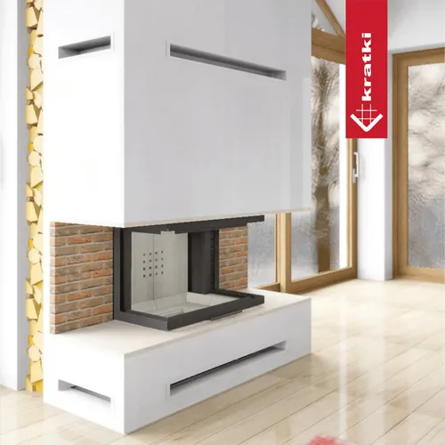 Kamineinsatz KRATKI NBC 800/400 10 kW mit Schiebetür - Schwarz - Kaminöfen mit dreiseitiger Verglasung für maximale Feueransicht, hitzebeständigem Glas und effizientem Clean-Glass-System für geringere Rußablagerung.