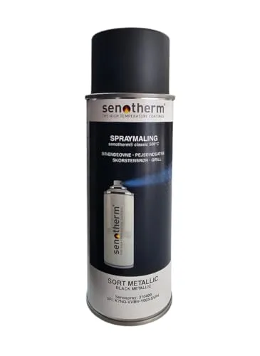 Senotherm Ofenfarbe 400ml - Ofenspray schwarz metallic - Ofenspray in Sprühdose, hitzebeständig bis 500 °C, ideal für eine langlebige und attraktive Ofenoberfläche.