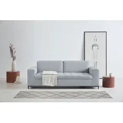 OTTO products 3-Sitzer Grazzo, zeitlos und elegant, moderne Sitzheftung, hochwertige Stoffe aus recyceltem Material, Steppung im Sitzbereich silberfarben