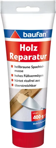 Baufan Holz-Reparatur-Spachtel 400g - Mörtel, Putz, Zement & Gips - Ideal für schnelle und einfache Holzreparaturen, passt sich perfekt an die Holzoberfläche an.