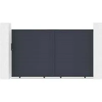Casanoov Schiebetor Eiger 300x180cm & Gartentür Eiger 100x180cm - Hochwertiges Schiebetor und Gartentür aus Aluminium in Grau, ideal für den Außenbereich. Robuste Bauweise und modernes Design für Sicherheit und Stil.