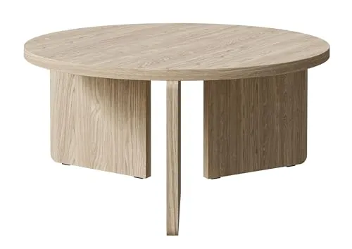 Selsey Preffines Couchtisch - 85 cm in Holzoptik Eiche - Moderner Couchtisch im skandinavischen Stil mit 85 cm Durchmesser, ideal für gemütliche Wohnzimmeratmosphäre und vielseitig einsetzbar.
