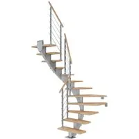 Dolle Mittelholmtreppe Hamburg 1/2 gewendelt Buche, geölt - Treppen & Geländer – Sicherheit und modernes Design vereint in einer variabel einstellbaren Treppe mit pulverbeschichtetem Metall und Holzstufen.
