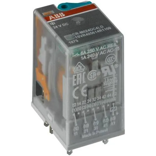Abb ER 545 4 CR-M024DC2L Versorgung 24VDC - Universalrelais mit 2 C/O Kontakten, ideal für zuverlässige Steuerung und Automatisierung in industriellen Anwendungen.