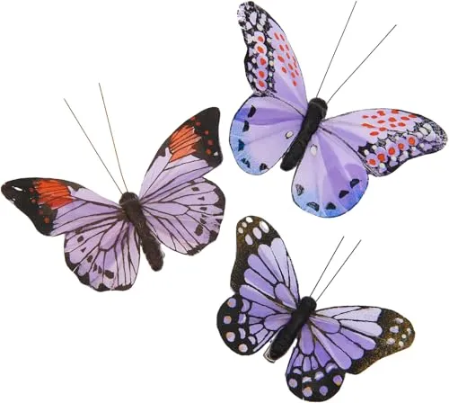 Rico Design Schmetterling mit Clip Dekostecker Frühling Set Dekofigur Tischdeko Fensterbank Garten Dekoaccessoire Schmetterlingsclip Kreatives Basteln Frühlingsdeko Innenbereich Violetttöne