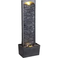 Teamson Home Gartenbrunnen mit LED, Polyresin schwarz, H98 cm - Gartenbrunnen aus langlebigem Polyresin mit integrierter LED-Beleuchtung für stimmungsvolle Abende im Garten.