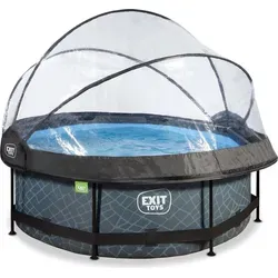 EXIT Framepool Set 244x76 cm mit Abdeckung und Kartuschenfilter - Rundes Aufstellbecken aus robustem Stahl mit multifunktionaler Abdeckung, ideal für den Sommer und sorgt für sauberes Wasser mit 1136 l/h Filterleistung.
