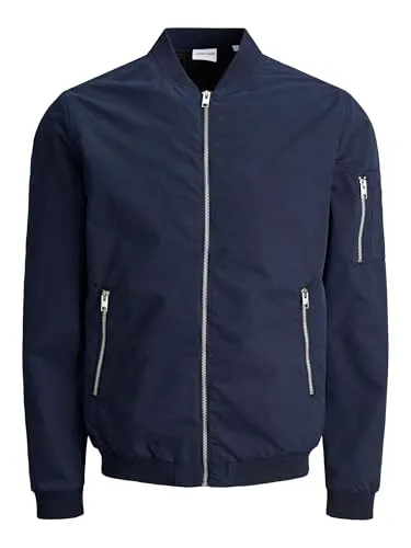 JACK & JONES Herren JJERUSH Bomber NOOS 12165203, Navy Blazer, M - Funktionsjacken - Leichte und kompakte Herren-Bomberjacke für Reisen, mit durchgehendem Reißverschluss und praktischen Taschen, ideal für kühle Tage.