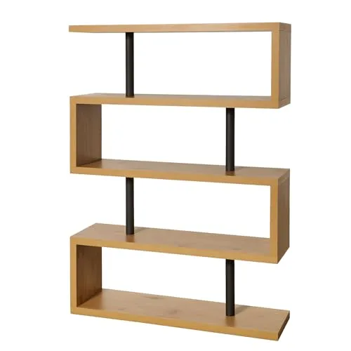 Riess Ambiente Design Regal Snake 165cm - Bücherregal in Eichenoptik mit fünf geräumigen Böden, ideal für Wohnräume und Büros. Zeitloses Design, pulverbeschichtete Metallelemente und max. Belastbarkeit pro Boden: ca. 15 kg.
