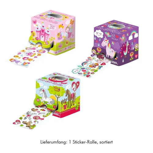 Moses Glitzer-Sticker von der Rolle für Mädchen, sortiert