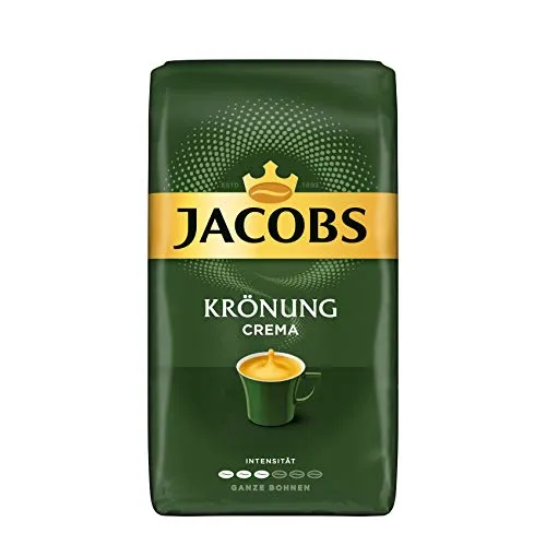 Jacobs Kaffeebohnen Krönung Crema, 4er Pack, 4 x 1 kg - Geröstete Kaffeebohnen mit ausgewogenem Geschmack und feiner Säure, ideal für Kaffeevollautomaten und perfekte Zubereitung von Caffe Crema und Kaffeespezialitäten.