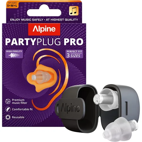 Alpine PartyPlug Pro Transparent 300.01.103 - Schlagzeug Gehörschutz mit 21 dB Dämpfung, Musikfilter für klare Klänge und individuelle Passform dank drei Ohreinsätzen. Ideal für Konzerte und unterwegs.